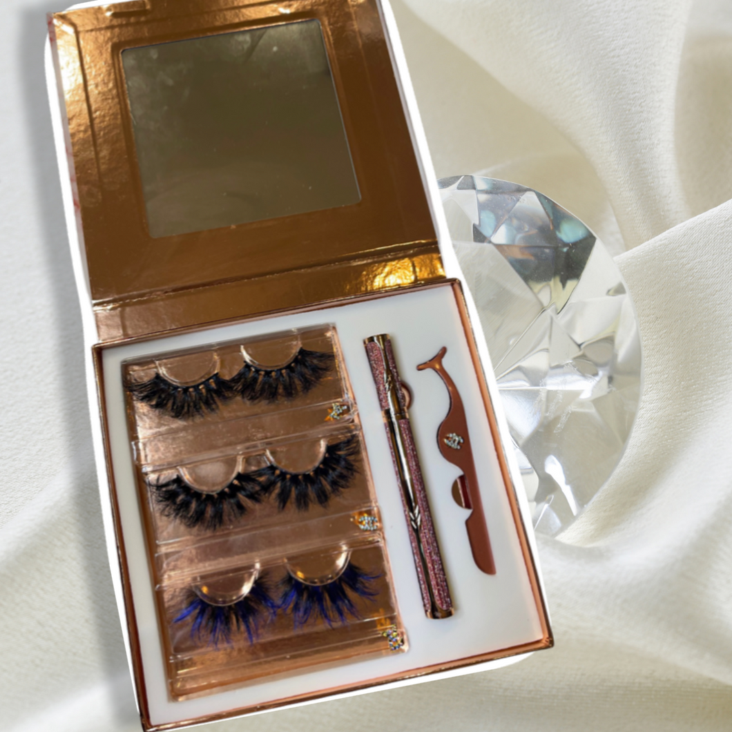 Designer Pink Marble Lash Book W/ Mirror